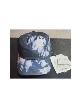 Coach Men’s Blue Baseball Cap Black Leather Strap Buckle 100% Organic Cotton